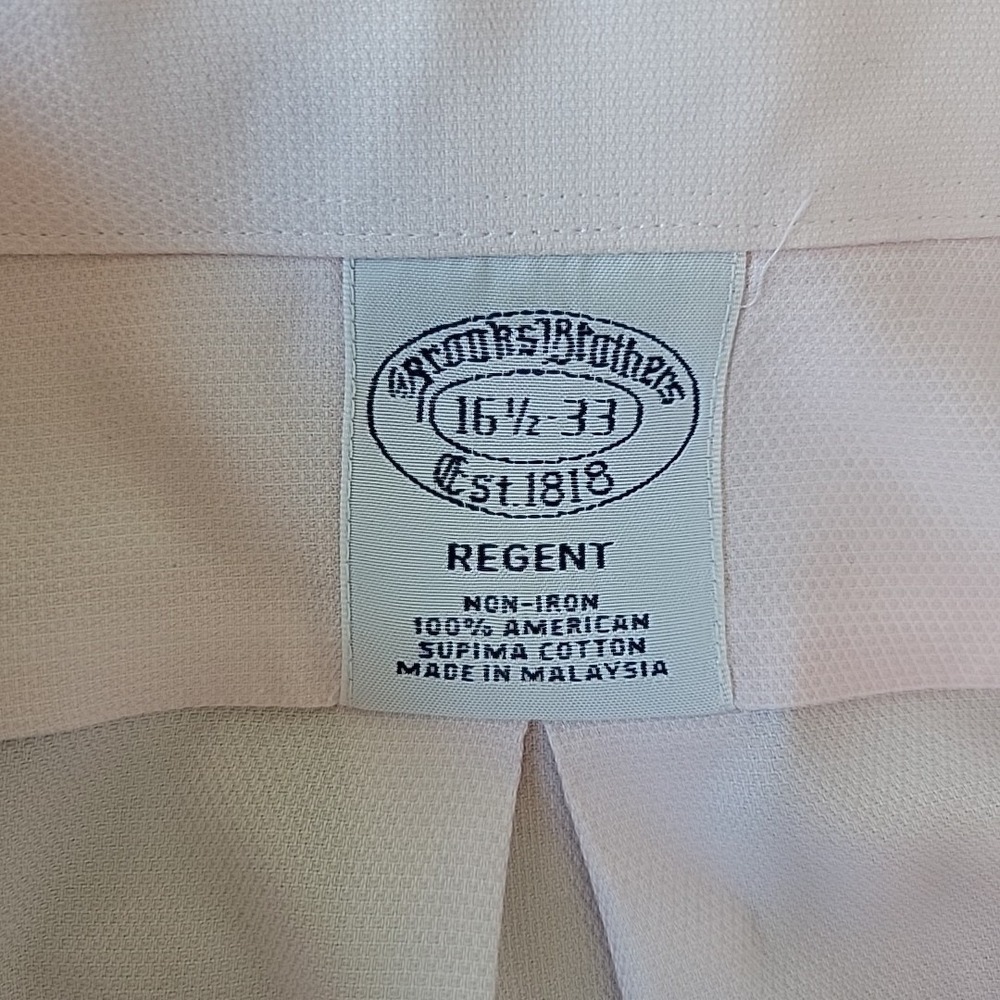 Brooks Brothers Dress Shirt Men's 16.5 33 Regent Pink Non-Iron Supima Cotton - Picture 4 of 10